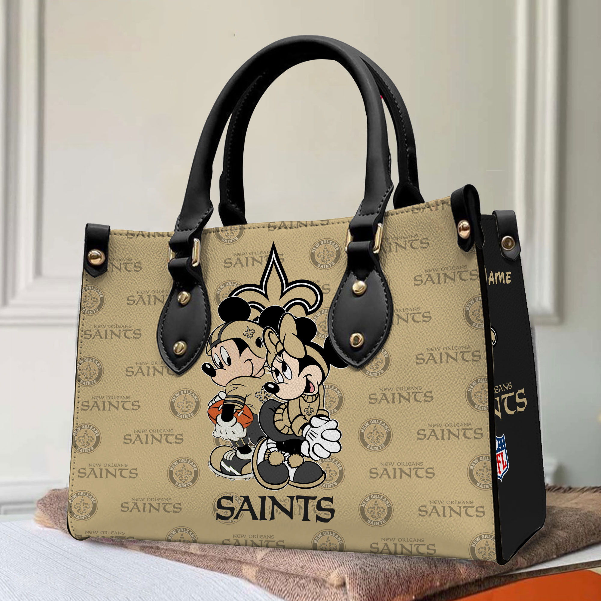 New Orleans Saints Personalized Leather Hand Bag PB67T14