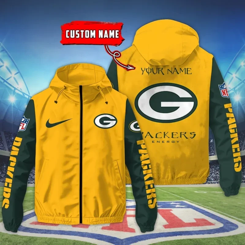 Green Bay Packers Custom Windbreaker Outdoor Jacket Sport Fan JH12S