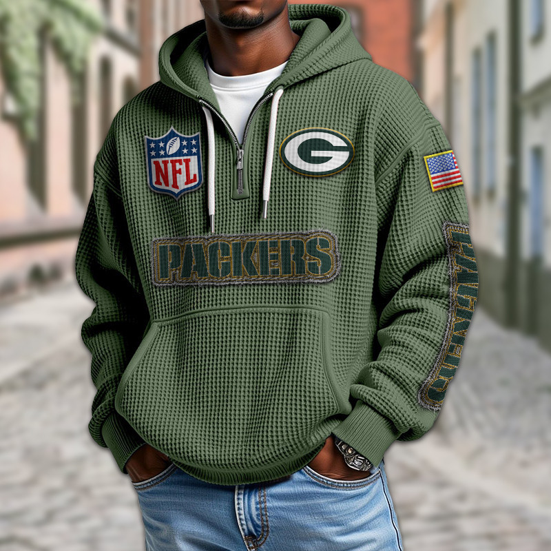 Green Bay Packers DMKT0012 Waffle Half Zip Hoodie