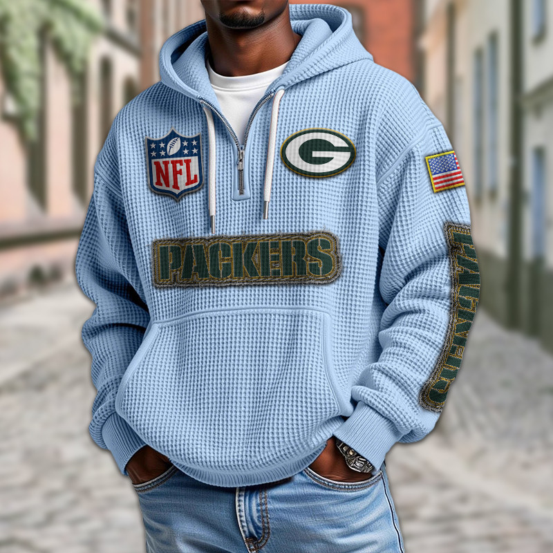 Green Bay Packers Waffle Half Zip Hoodie PB4XFBS