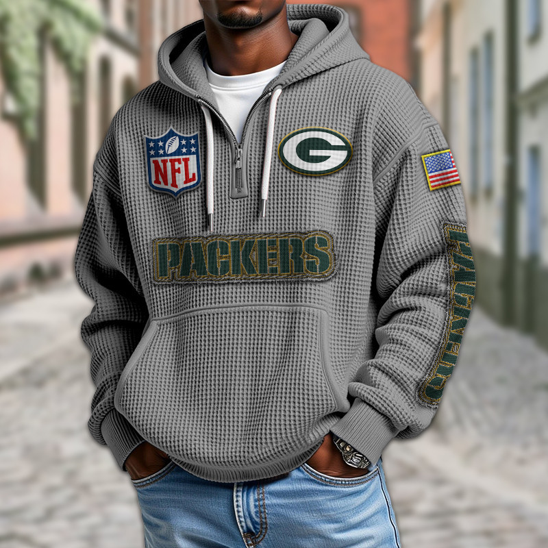 Green Bay Packers Waffle Half Zip Hoodie PB4XFBS