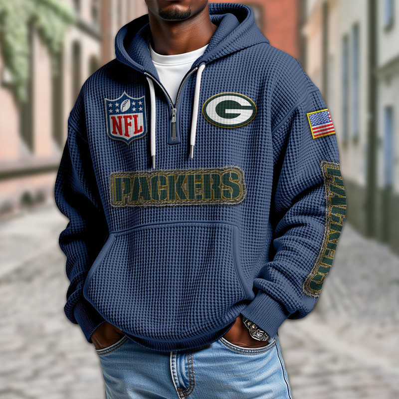 Green Bay Packers Waffle Half Zip Hoodie PB4XFBS