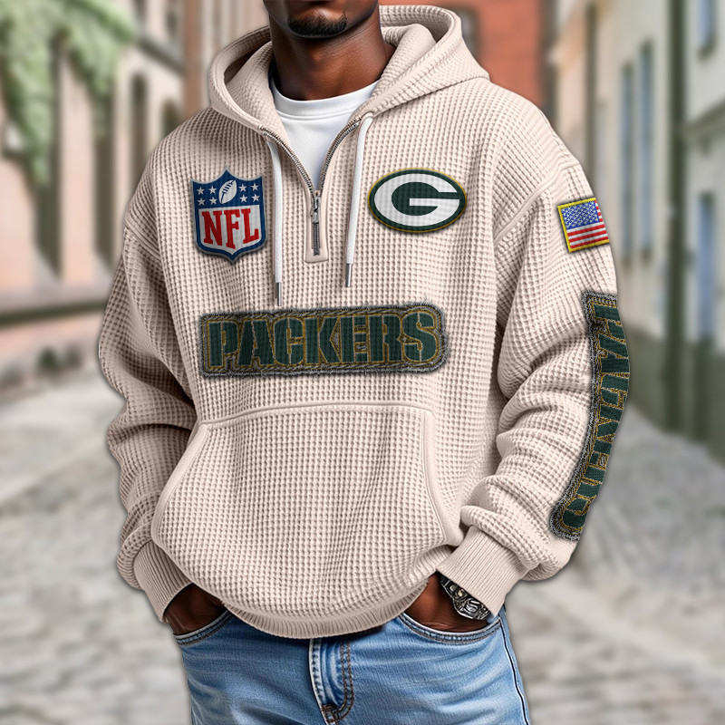 Green Bay Packers Waffle Half Zip Hoodie PB4XFBS