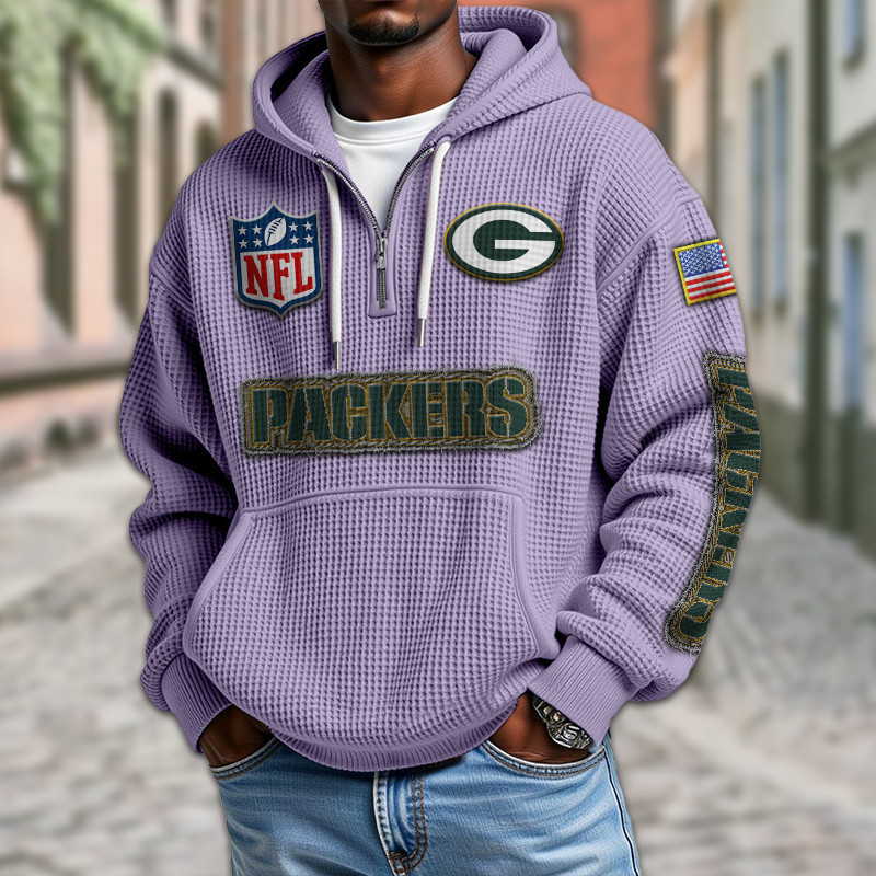 Green Bay Packers Waffle Half Zip Hoodie PB4XFBS