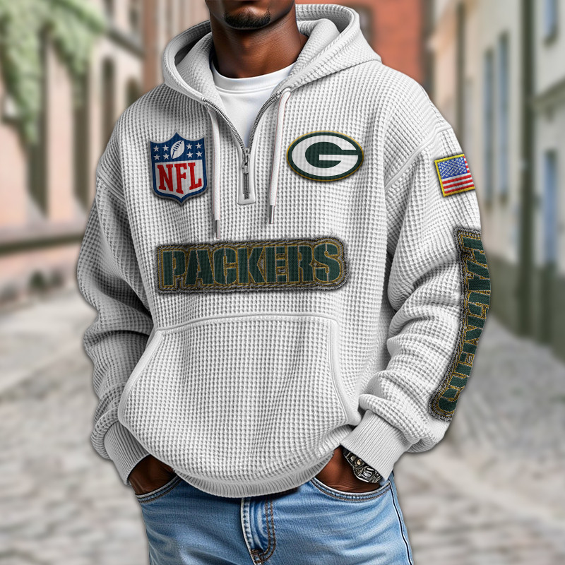 Green Bay Packers Waffle Half Zip Hoodie PB4XFBS