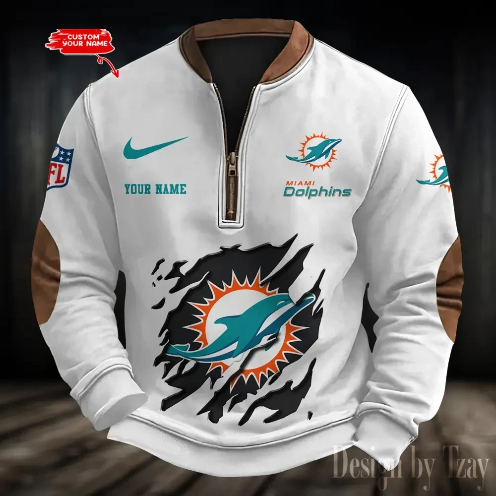S9MPZNS020-Miami Dolphins Print Vintage Sweatshirt