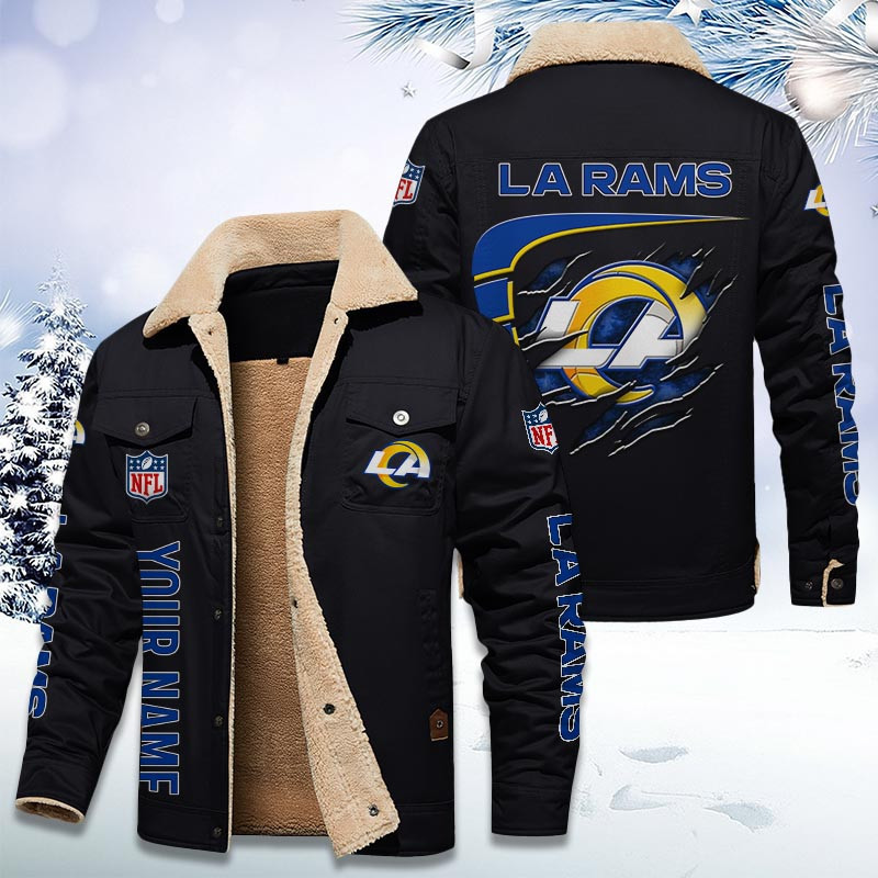 Los Angeles Rams Personalized Sherpa Fleece Trucker Jacket DMHL1036
