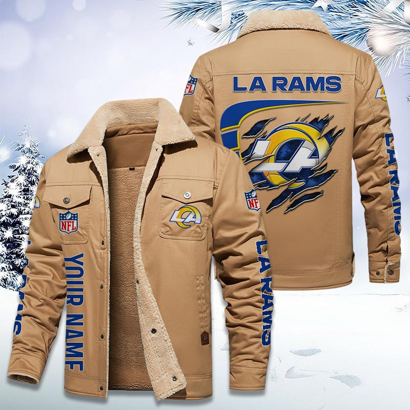 Los Angeles Rams Personalized Sherpa Fleece Trucker Jacket PB4RFPS
