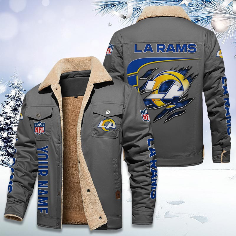 Los Angeles Rams Personalized Sherpa Fleece Trucker Jacket PB4RFPS