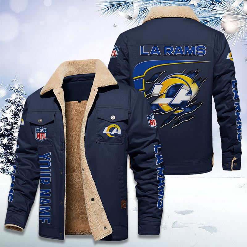 Los Angeles Rams Personalized Sherpa Fleece Trucker Jacket PB4RFPS