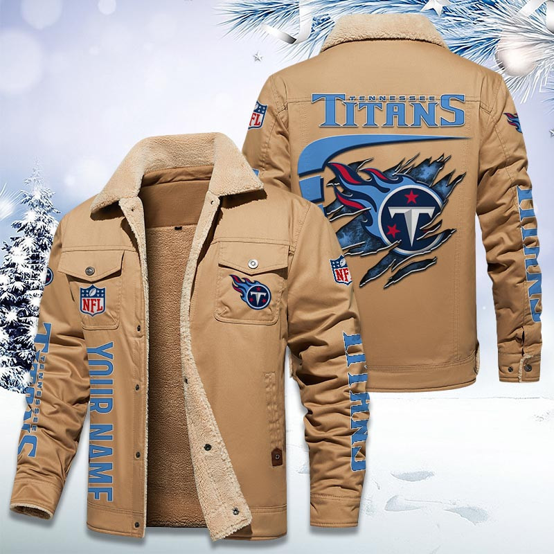 Tennessee Titans Personalized Sherpa Fleece Trucker Jacket PBU80MD