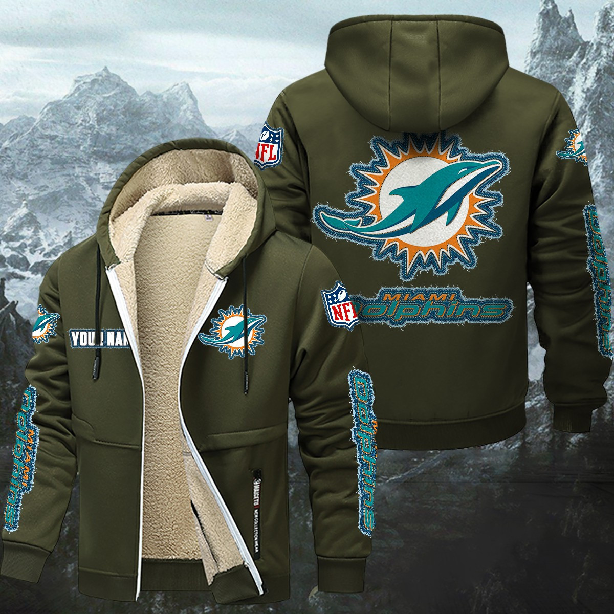 Miami Dolphins Sherpa-Lined Zip Hoodie WINHZVC12020