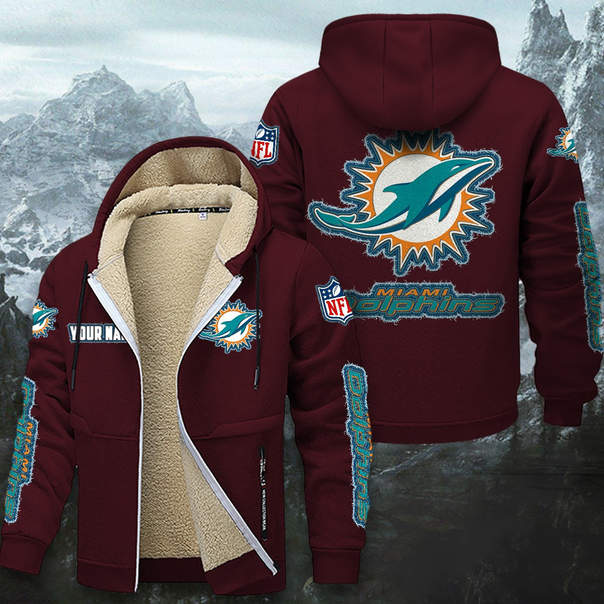 Miami Dolphins Sherpa-Lined Zip Hoodie PBB73IV