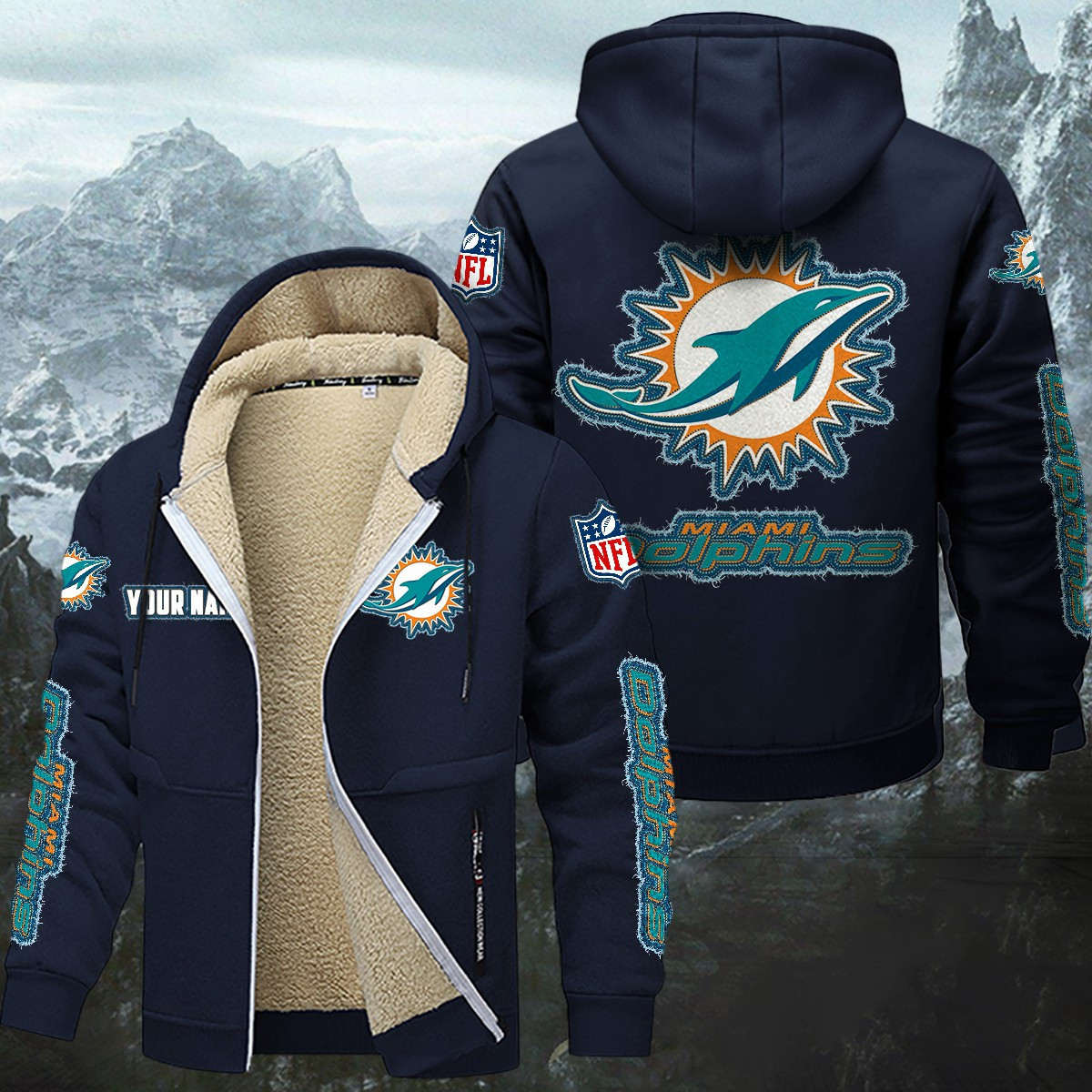 Miami Dolphins Sherpa-Lined Zip Hoodie PBB73IV