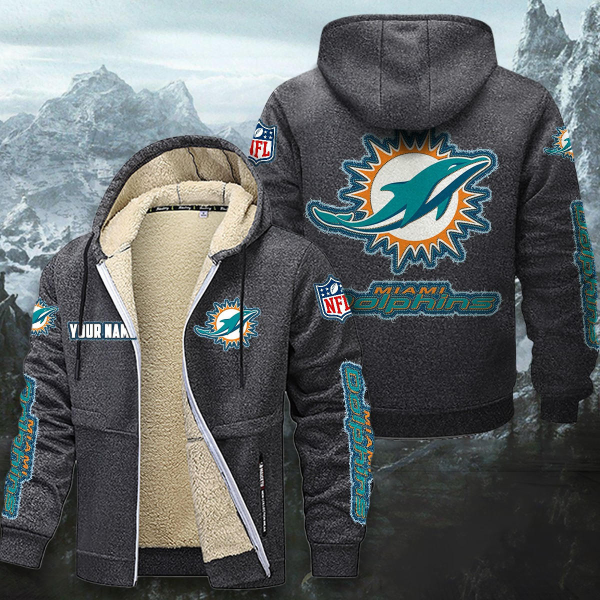 Miami Dolphins Sherpa-Lined Zip Hoodie PBB73IV