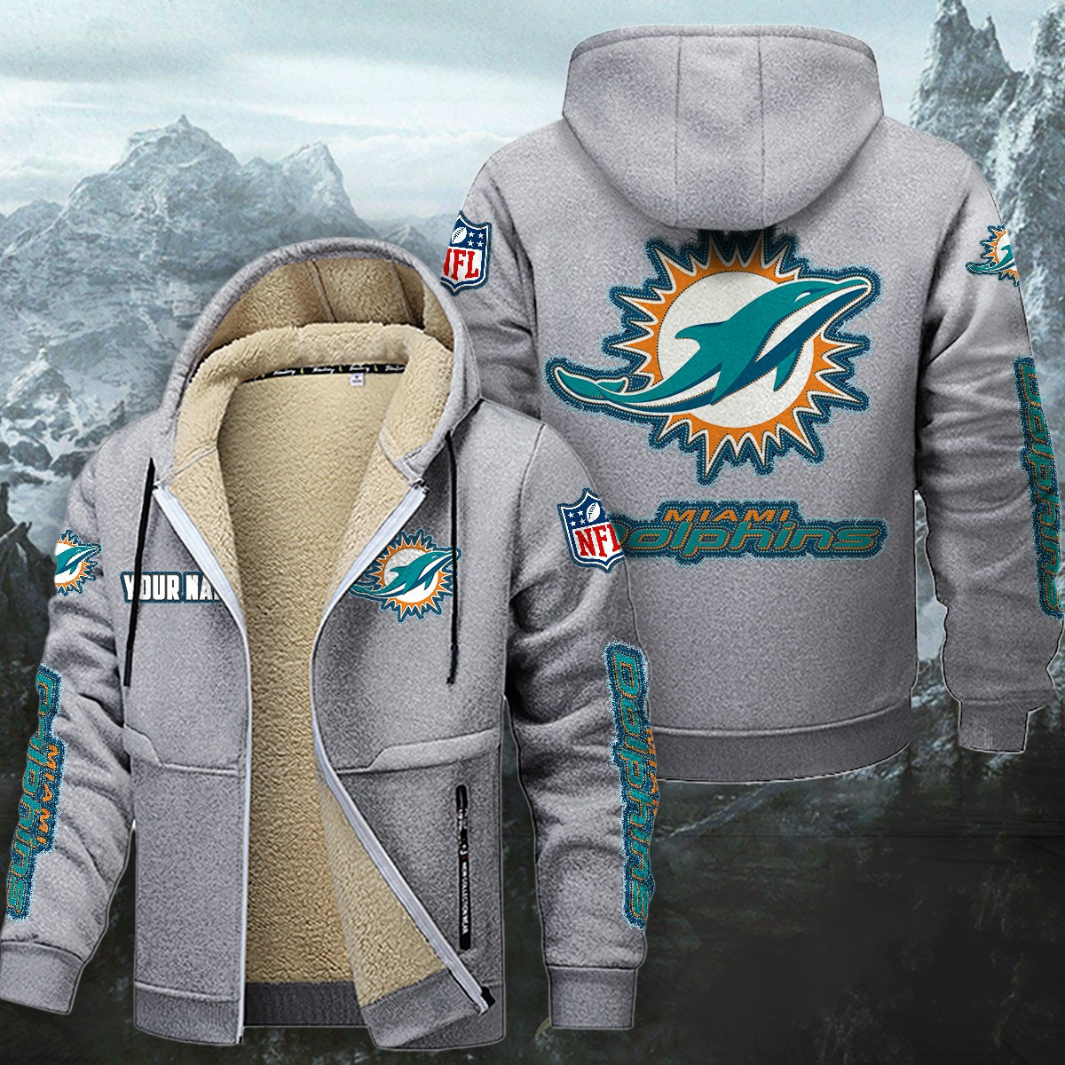 Miami Dolphins Sherpa-Lined Zip Hoodie PBB73IV