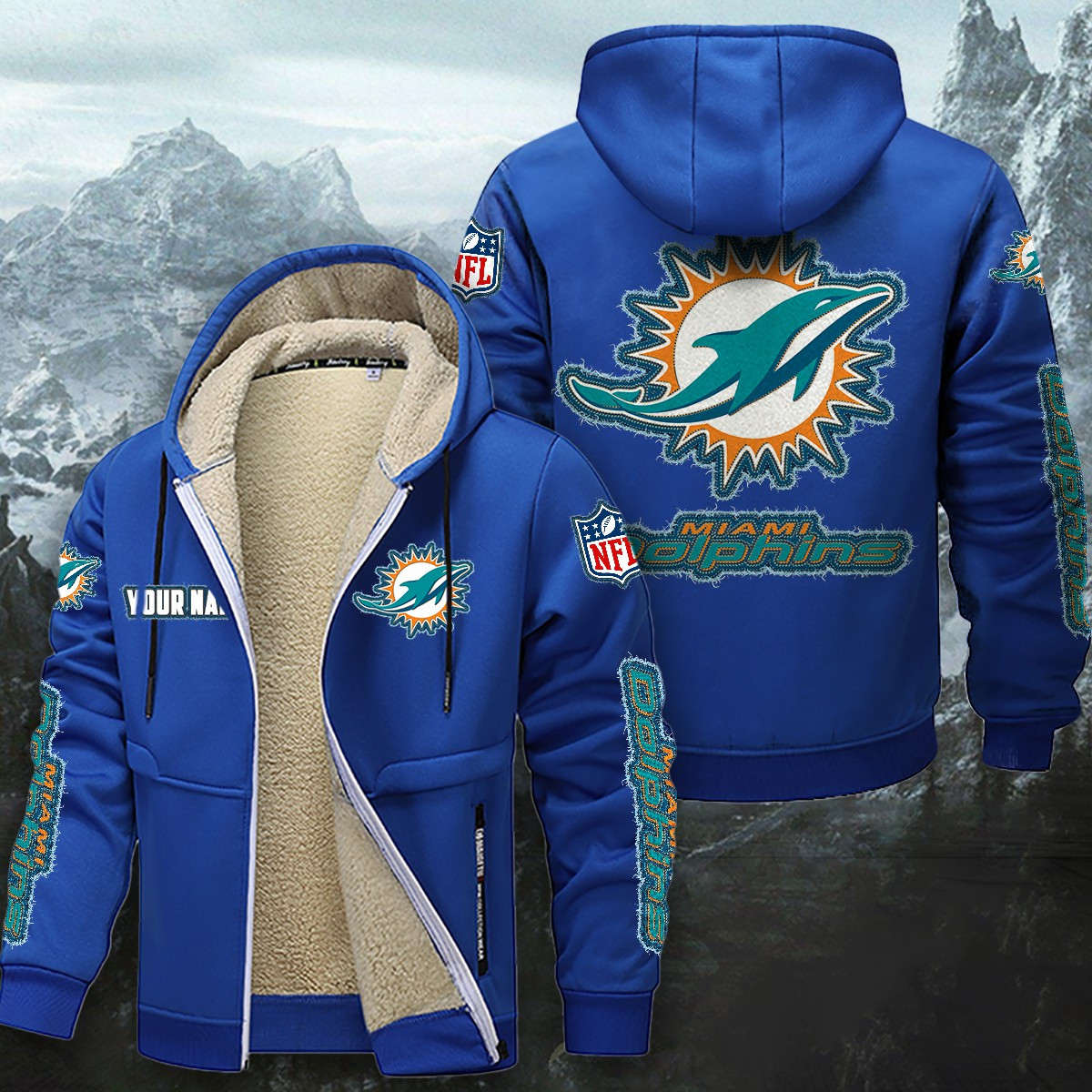 Miami Dolphins Sherpa-Lined Zip Hoodie PBB73IV