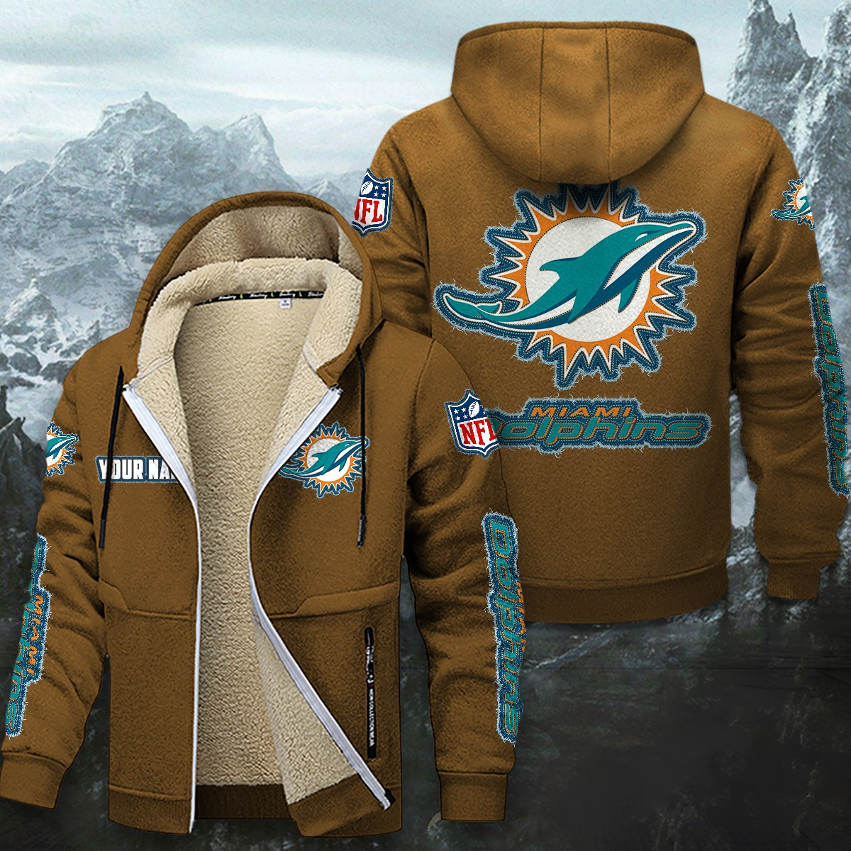 Miami Dolphins Sherpa-Lined Zip Hoodie PBB73IV