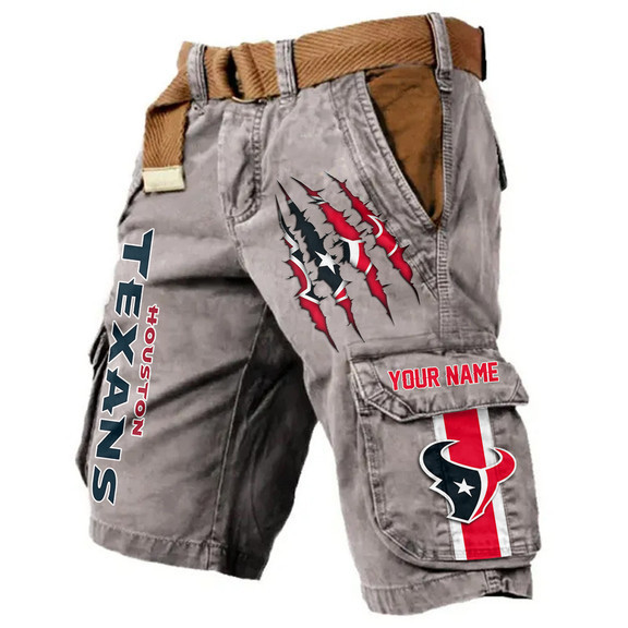Houston Texans Pocket Print Cargo Shorts (Belt Not Included) S9MCS219