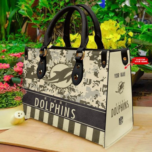 Miami Dolphins Personalized Leather Hand Bag PB74WK4