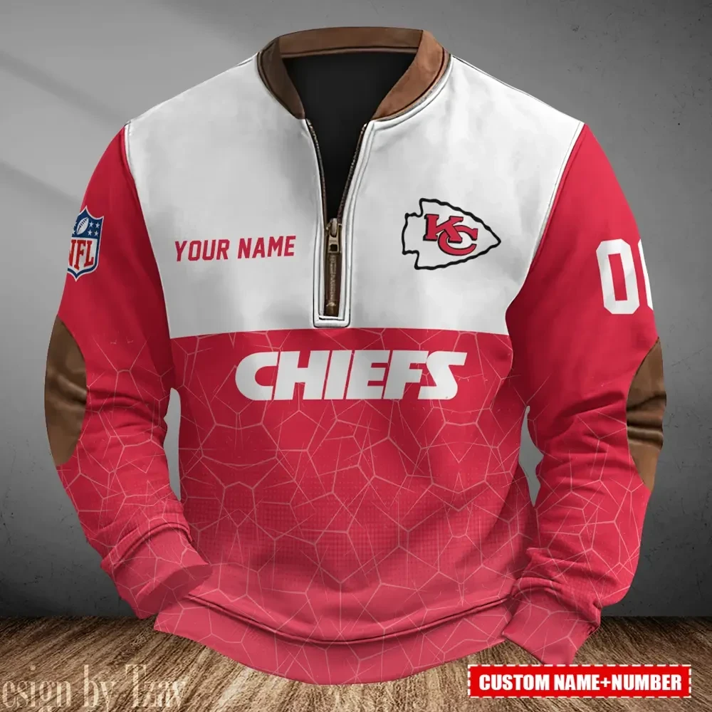 Kansas City Chiefs Men's Vintage Zipper Stand Collar Sweatshirt S9MPZNS285