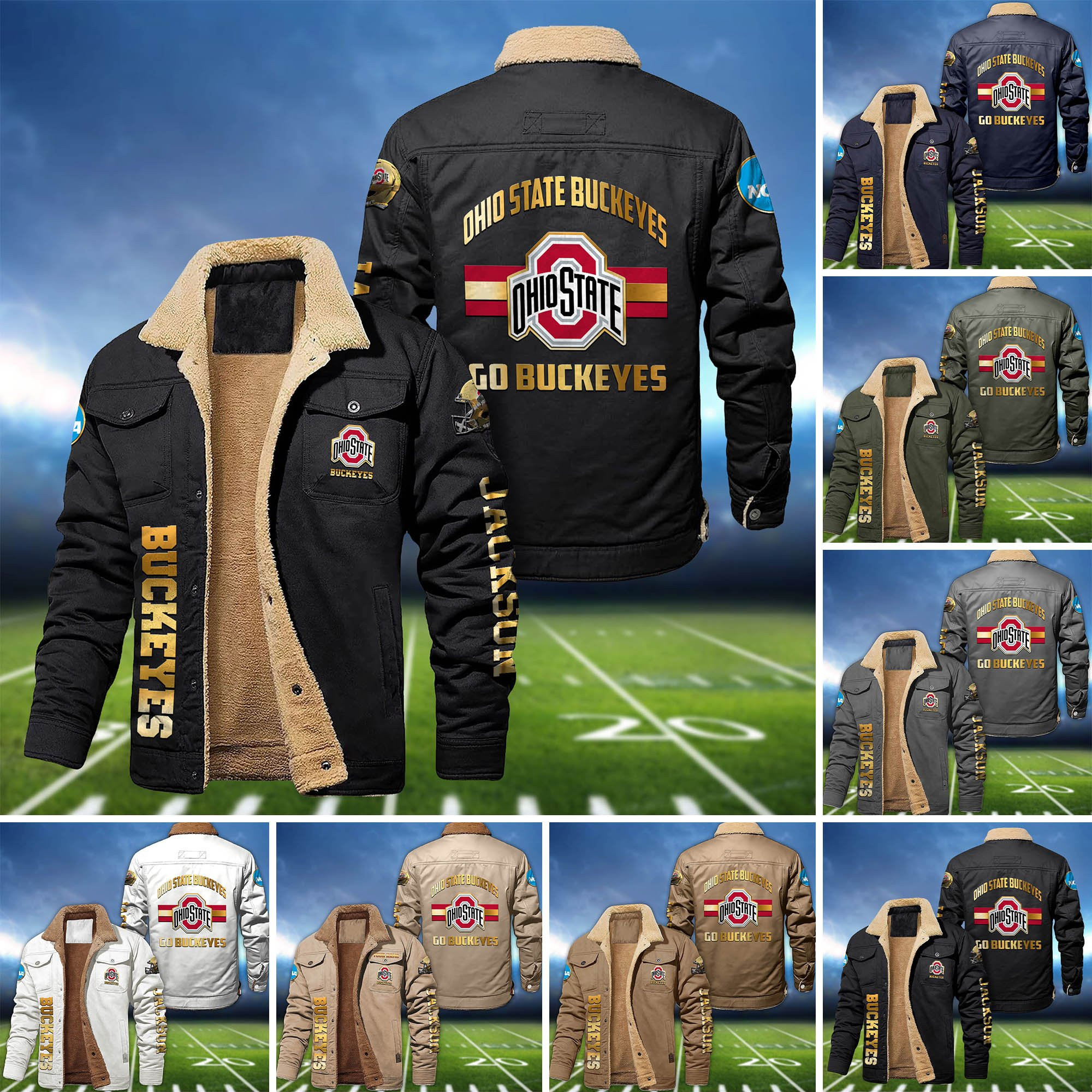 Ohio State Buckeyes 2D Fleece Bomber Jacket Personalized Your Name, Sport Jackets, Gifts For Sport Fans ETHY-62794