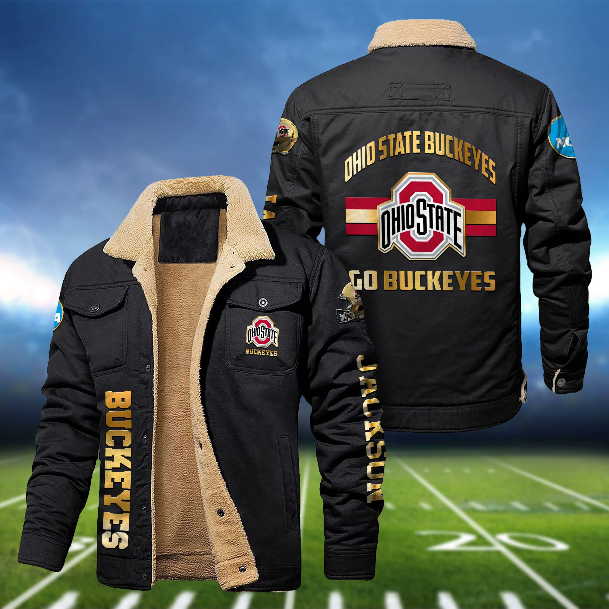 Ohio State Buckeyes 2D Fleece Bomber Jacket Personalized Your Name, Sport Jackets, Gifts For Sport Fans PBK0JHW