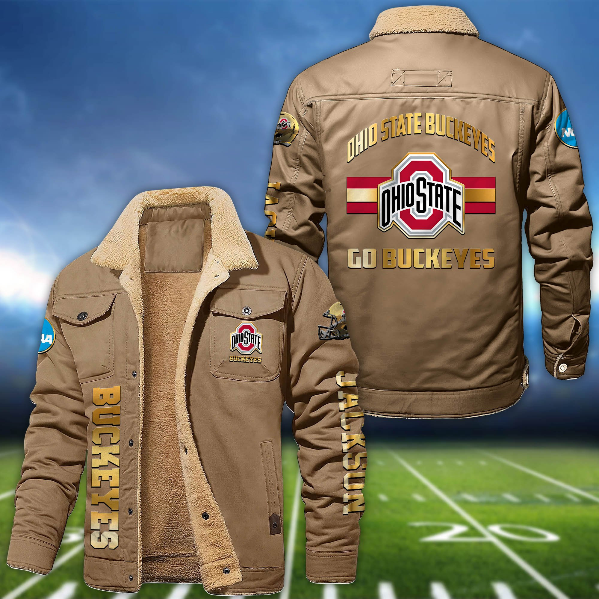 Ohio State Buckeyes 2D Fleece Bomber Jacket Personalized Your Name, Sport Jackets, Gifts For Sport Fans PBK0JHW