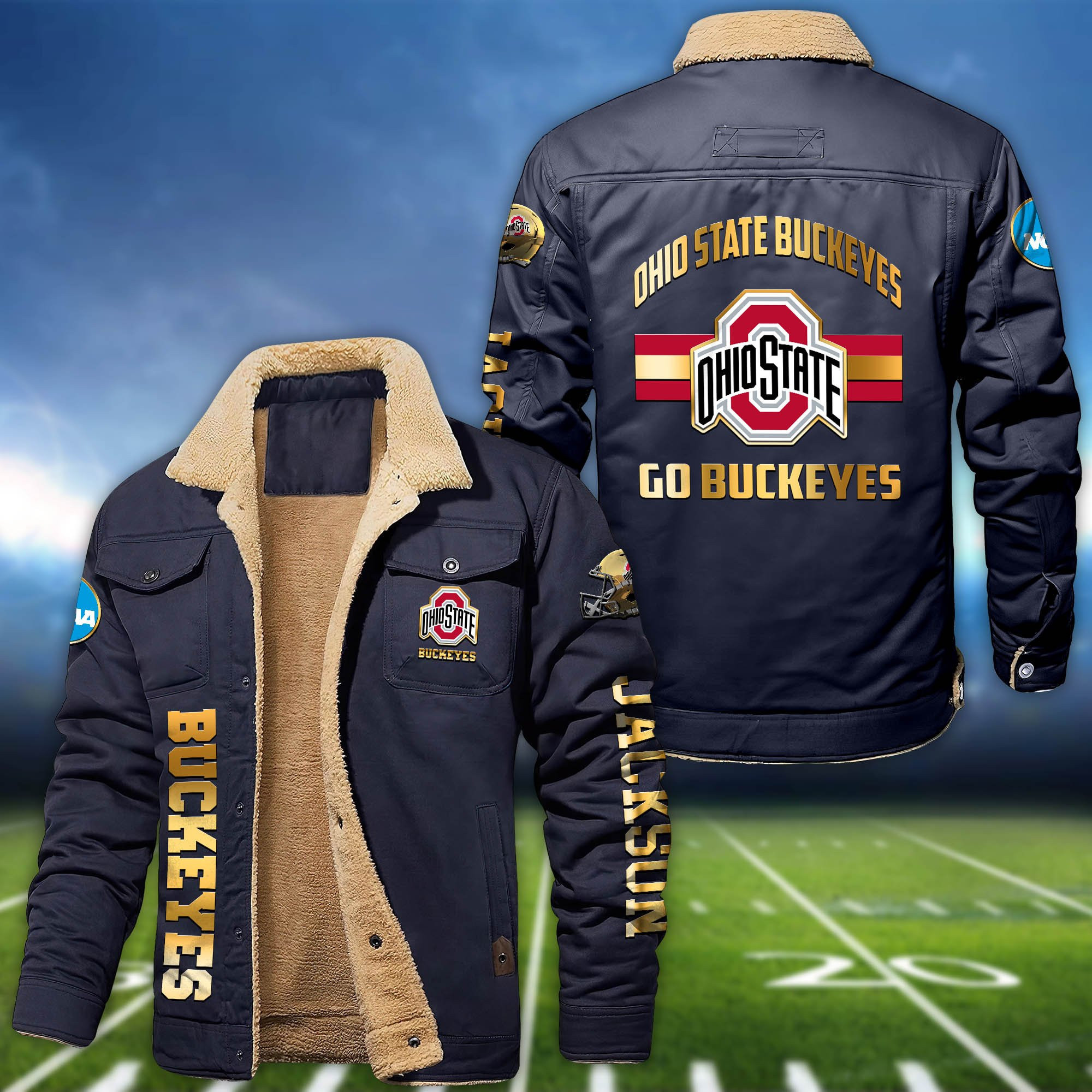 Ohio State Buckeyes 2D Fleece Bomber Jacket Personalized Your Name, Sport Jackets, Gifts For Sport Fans PBK0JHW