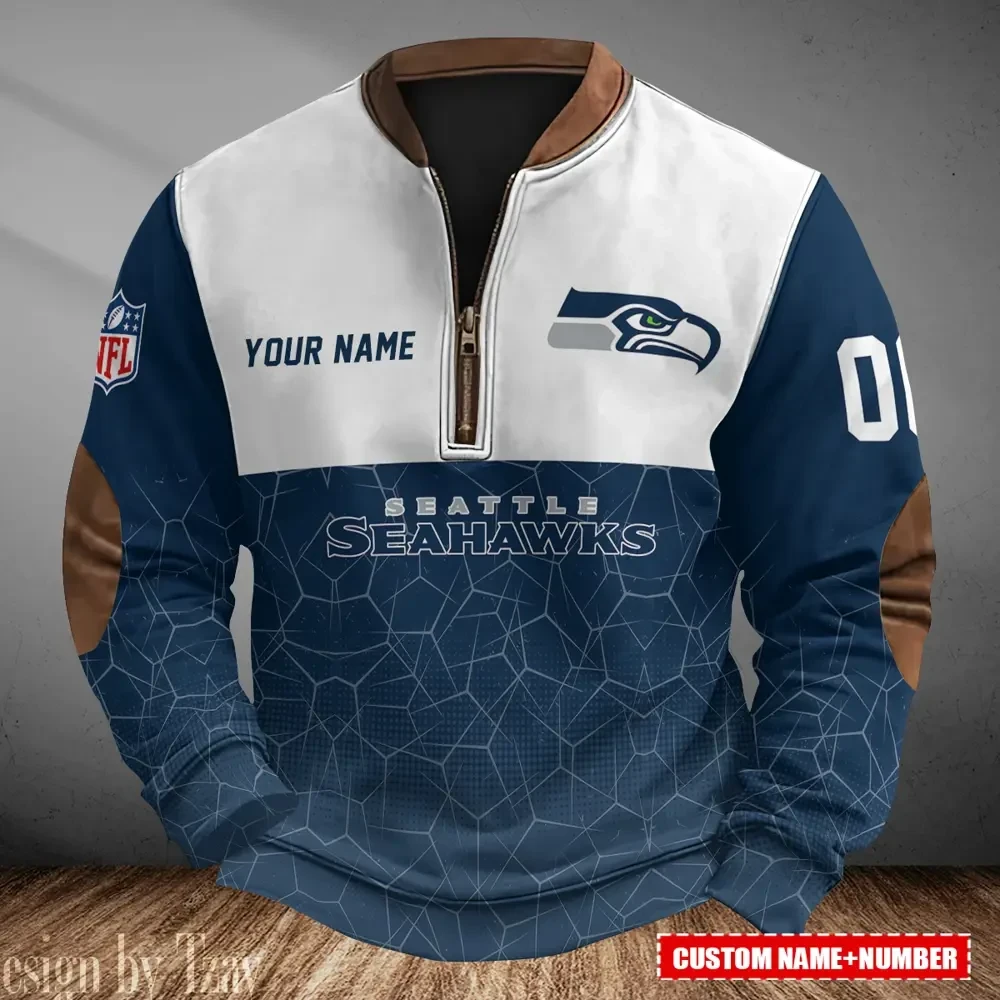 Seattle Seahawks Men's Vintage Zipper Stand Collar Sweatshirt S9MPZNS298
