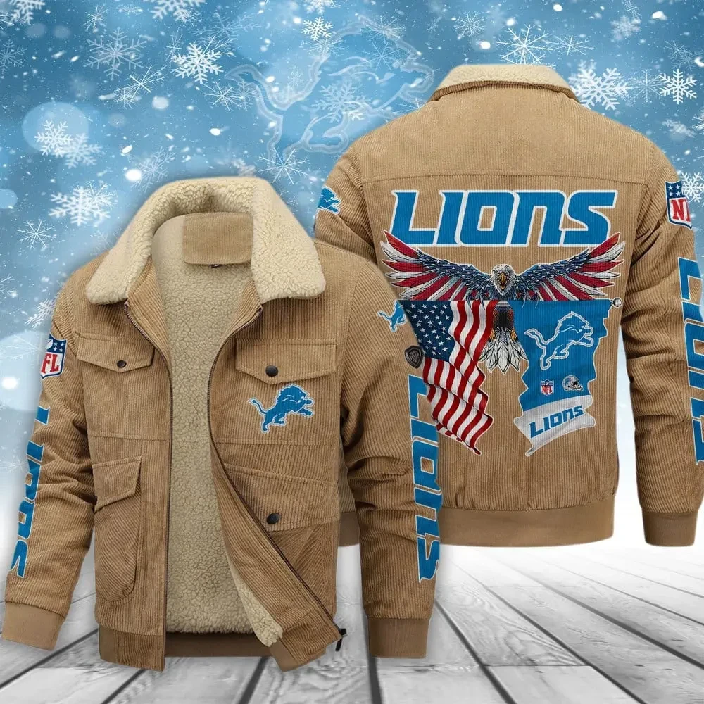 Detroit Lions Men’s Thickened Corduroy Jacket ( SIZE M - 8 XL ) PBWQS8G
