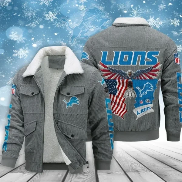 Detroit Lions Men’s Thickened Corduroy Jacket ( SIZE M - 8 XL ) PBWQS8G