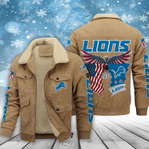Detroit Lions Men’s Thickened Corduroy Jacket ( SIZE M - 8 XL ) PBWQS8G