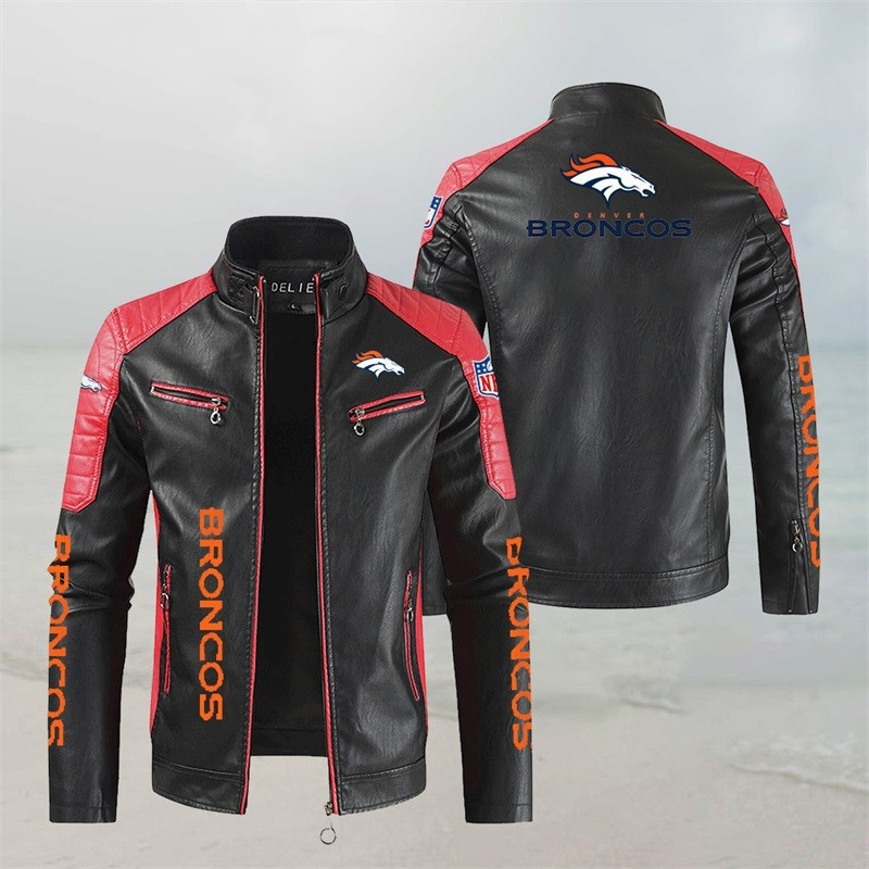 Denver Broncos Stand Collar Leather Jacket BG35