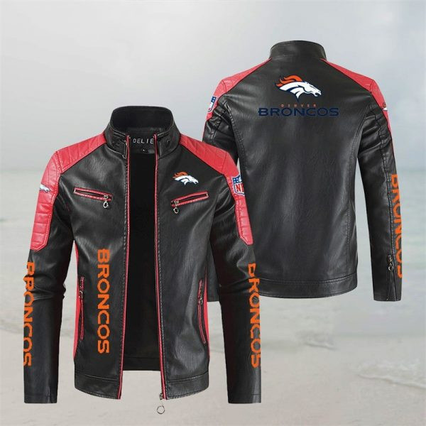 Denver Broncos Stand Collar Leather Jacket PBKFS54
