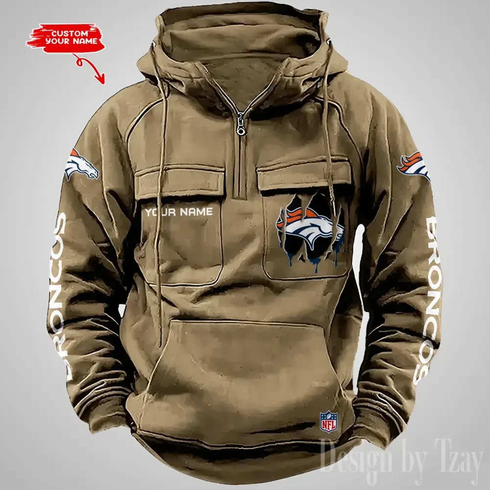 Denver Broncos Designer Hoodies For Men Casual Fashion Solid Multi-Pocket Zipper Long Slevee PB2FS44
