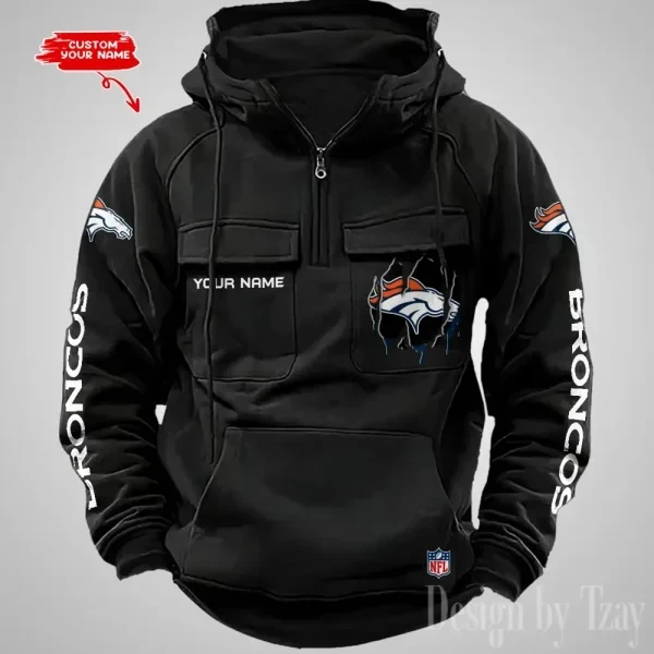 Denver Broncos Designer Hoodies For Men Casual Fashion Solid Multi-Pocket Zipper Long Slevee PB2FS44