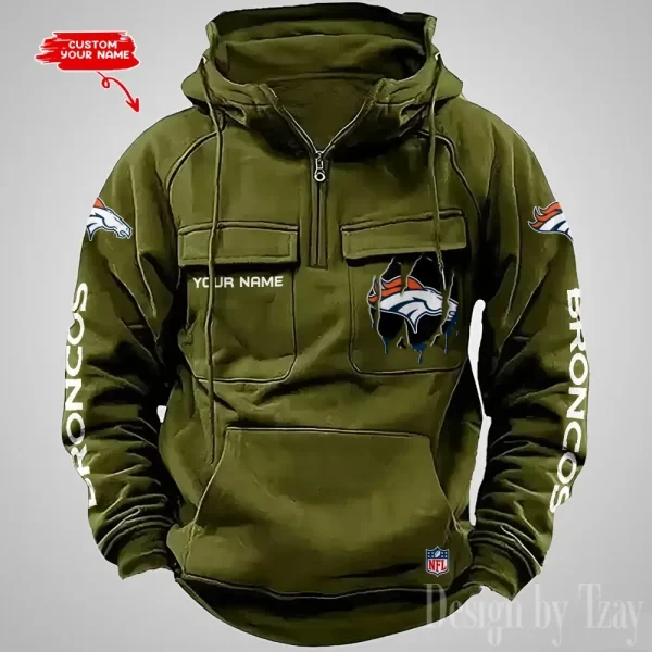 Denver Broncos Designer Hoodies For Men Casual Fashion Solid Multi-Pocket Zipper Long Slevee PB2FS44