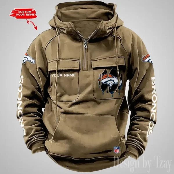 Denver Broncos Designer Hoodies For Men Casual Fashion Solid Multi-Pocket Zipper Long Slevee PB2FS44