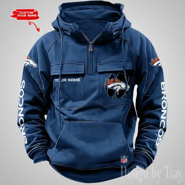 Denver Broncos Designer Hoodies For Men Casual Fashion Solid Multi-Pocket Zipper Long Slevee PB2FS44