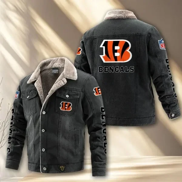 Cincinnati Bengals Fleece Lined Denim Jacket PBEPR3V