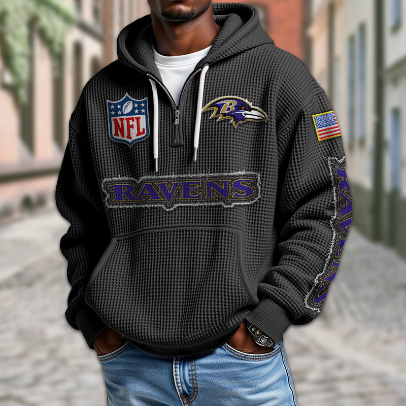 Baltimore Ravens Waffle Half Zip Hoodie PBHM3PG