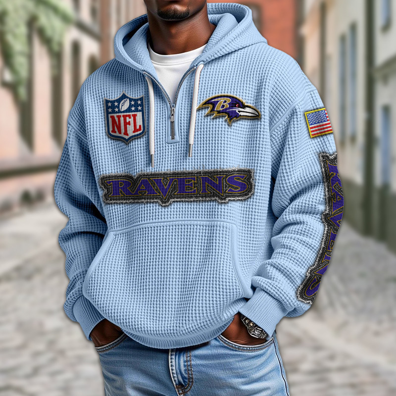 Baltimore Ravens Waffle Half Zip Hoodie PBHM3PG