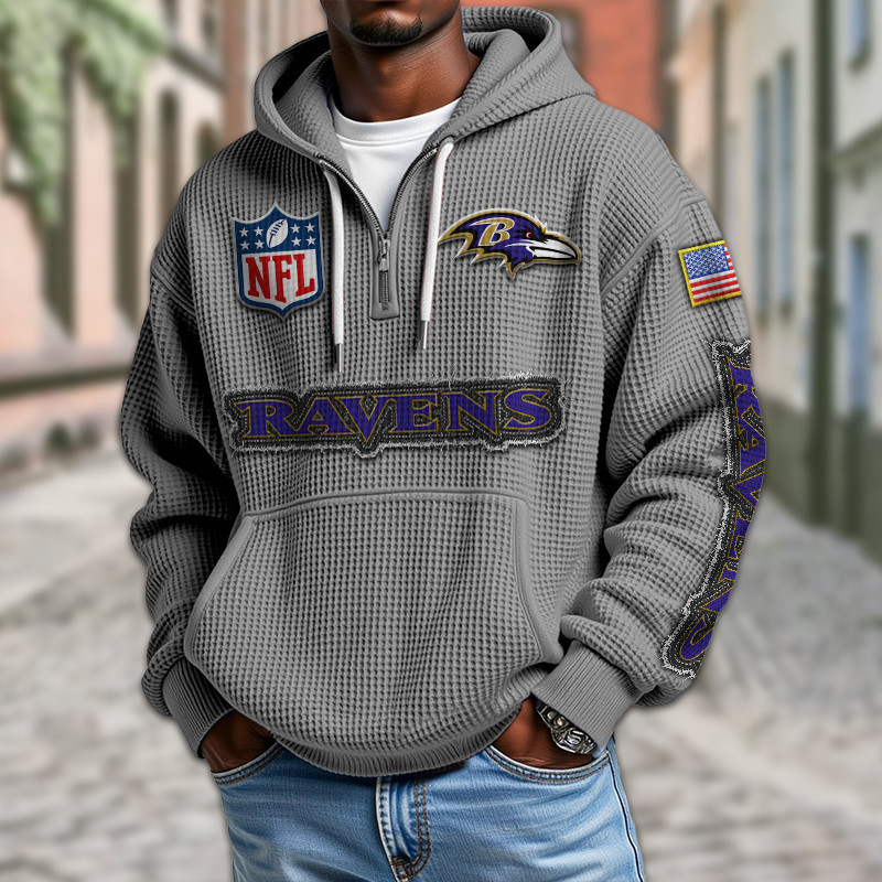 Baltimore Ravens Waffle Half Zip Hoodie PBHM3PG