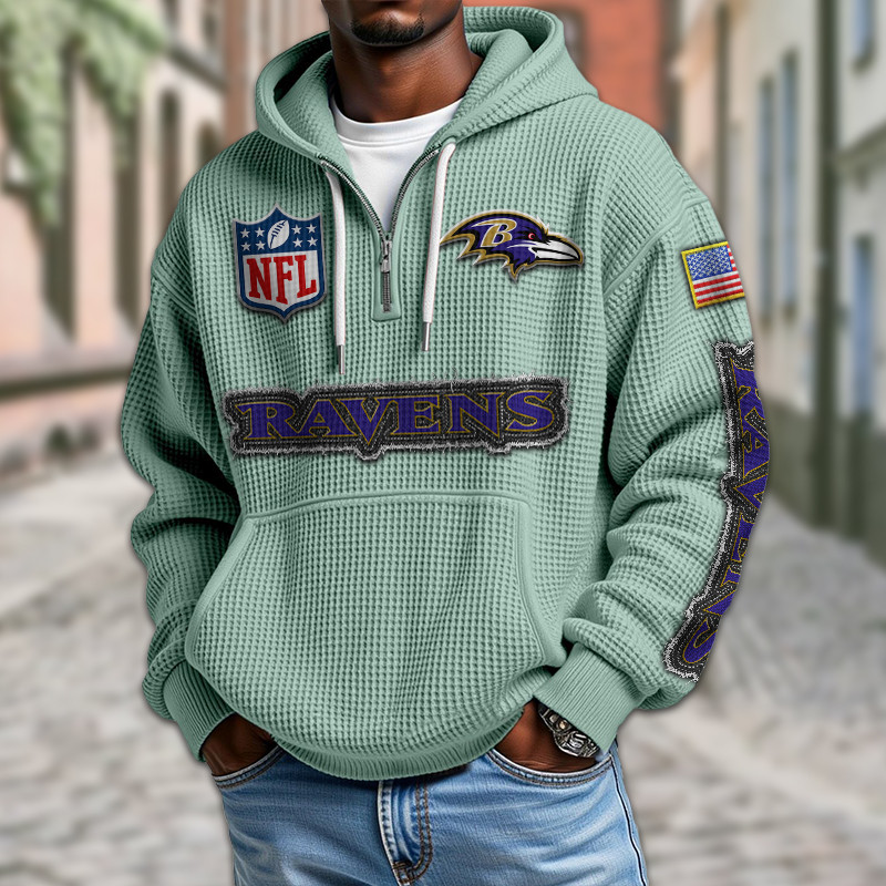 Baltimore Ravens Waffle Half Zip Hoodie PBHM3PG
