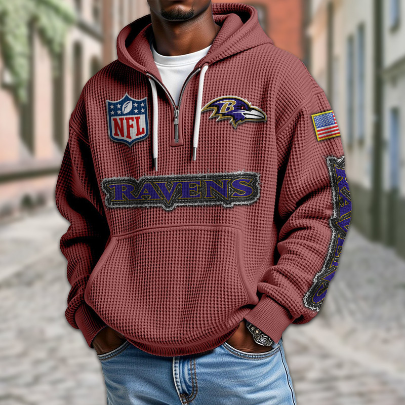 Baltimore Ravens Waffle Half Zip Hoodie PBHM3PG