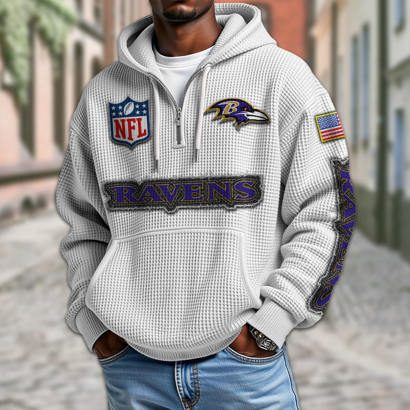 Baltimore Ravens Waffle Half Zip Hoodie PBHM3PG