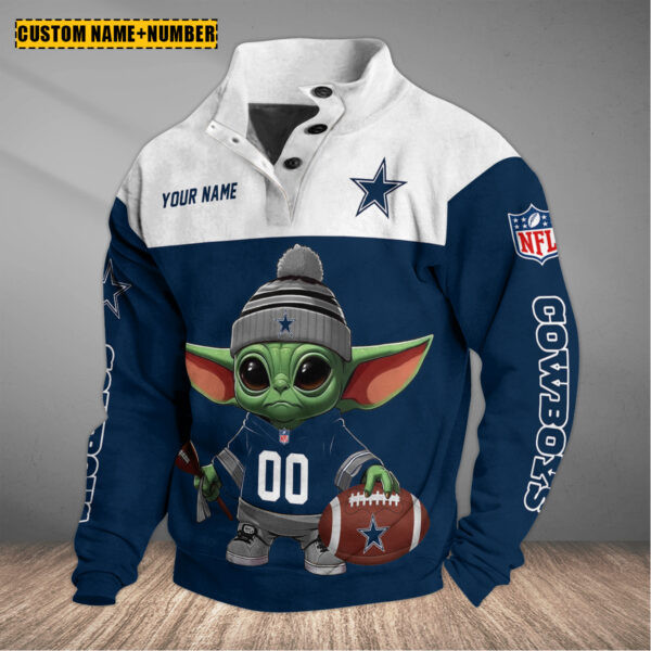 Dallas Cowboys NFL Half Button Long Sleeve Hoodie S9DBSCH234D