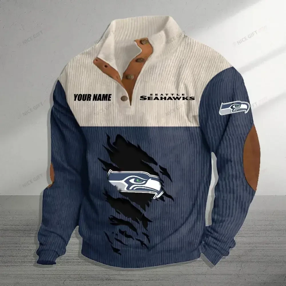 Seattle Seahawks Color Block Stand Collar Sweatshirt CBSCS-B9O2W4