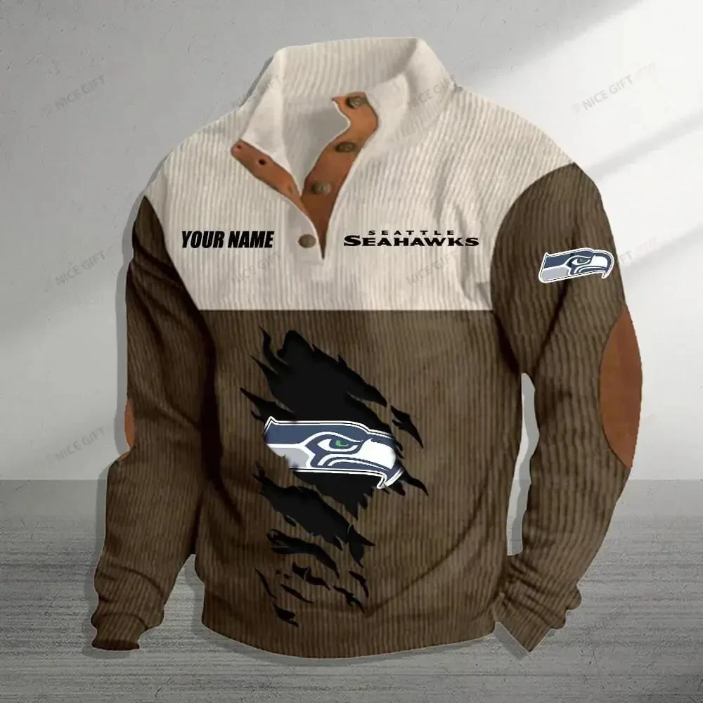 Seattle Seahawks Color Block Stand Collar Sweatshirt PBH09VU